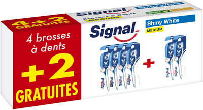 Signal Brosse à Dents Shiny White Medium Lot de 6(4+2 Gratuits)