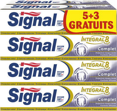 Signal Intégral 8 Dentifrice Complet Tube 75ml Lot de 8(5+3 Gratuits)